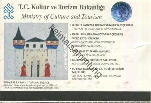 Türkei - Istanbul - Topkapi Sarayi - Eintrittskarte
