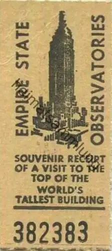 USA - New York City - Empire State Observatories - Souvenir Receipt