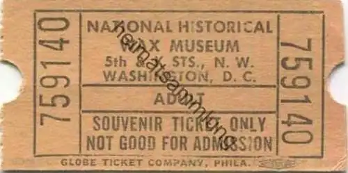 USA - National Historical Wax Museum Washington D.C. - Souvenir Ticket only