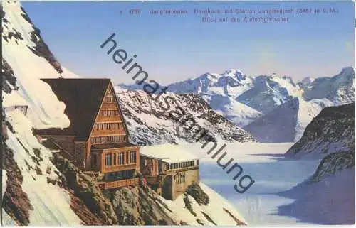 Jungfraubahn - Berghaus und Station - Blick auf den Aletschgletscher - Edition Photoglob Zürich