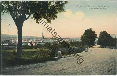 Alzey - Bick auf die Stadt von der Eisenbahnbrücke - Verlag Reinicke & Rubin Dresden