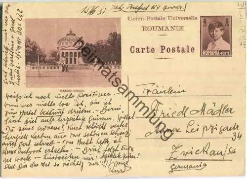 Ganzsache - L'Athene roumaine