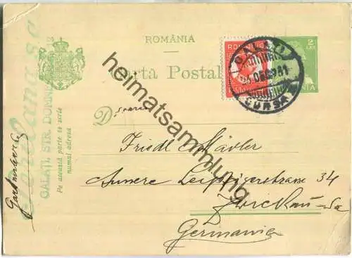 Ganzsache - Zusatzfrankatur