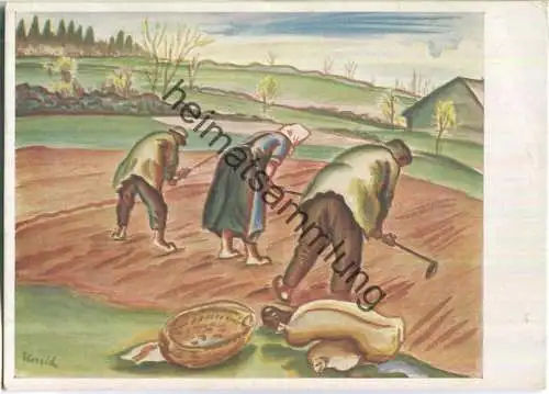 Feldbestellung - Künstler-Hilfswerk 1937 - Prof. Max Unold München - Bild 51/IX - Verlag Wilhelm und Bertha von Baensch