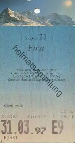 Schweiz - First - Skipass 21 1997