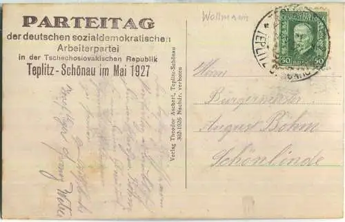 Teplitz-Schönau - Stadttheater - Parteitag der deutschen sozialdemokratischen Arbeiterpartei 1927