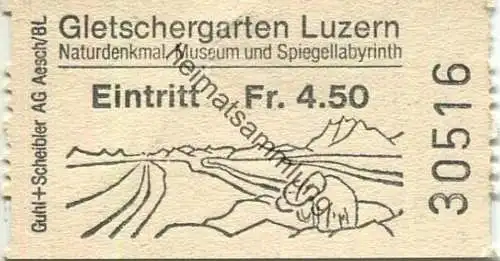 Schweiz - Luzern - Gletschergarten Luzern - Eintrittskarte