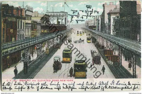 New York - Bowery and Elevated Road