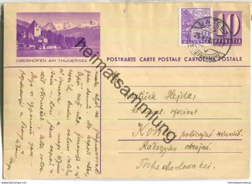 Oberhofen am Thunersee - Bildpostkarte - Ganzsache - gelaufen 1936