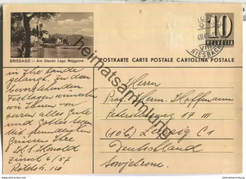 Brissago - Lago Maggiore - Bildpostkarte - Ganzsache - gelaufen 1949