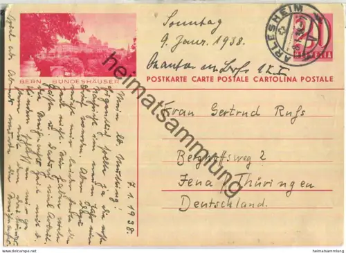 Bern - Bundeshäuser - Bildpostkarte - Ganzsache - gelaufen 1936