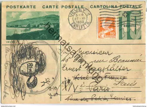 Vevey - Bildpostkarte - Ganzsache - gelaufen 1932