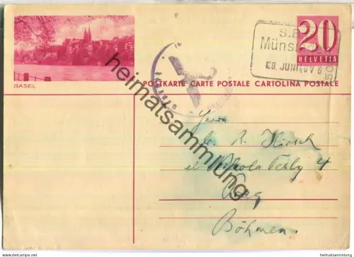 Basel - Bildpostkarte - Ganzsache - gelaufen 1940 - Zensur