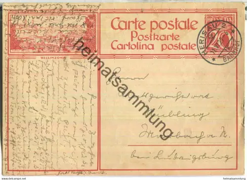 Bellinzona - Bildpostkarte - Ganzsache - gelaufen 1929