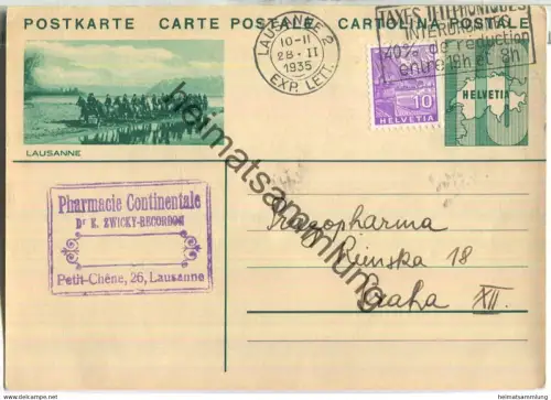Lausanne - Bildpostkarte - Ganzsache - gelaufen 1935