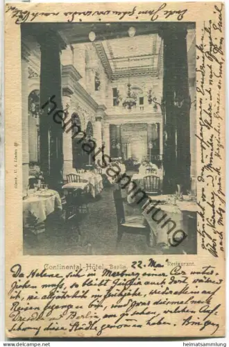 Berlin - Continental-Hotel - Restaurant - Verlag Glenk Unter den Linden