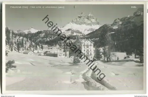 Misurina - Tre Cime di Lavaredo - Hüttenstempel - Foto-Ansichtskarte 20er Jahre