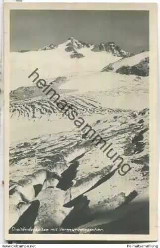 Dreiländerspitze - Vermuntgletscher - Foto-Ansichtskarte - Hüttenstempel - Verlag Willi Hans Schwarz Erstetten