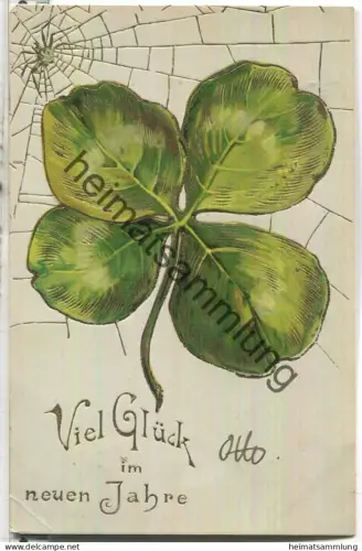 Spinne - Glücksklee - Prägedruck