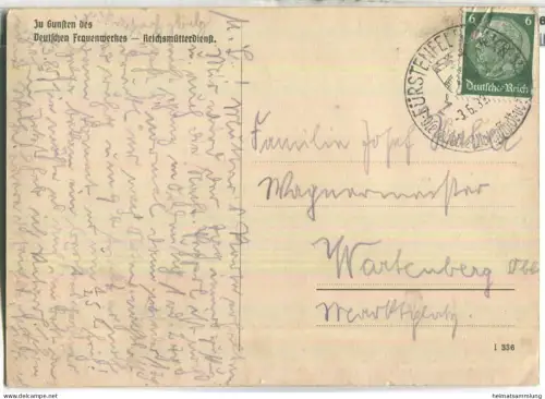 Mädchen mit Vogel im Käfig - Zu Gunsten des Deutschen Frauenwerks - Reichmütterdienst - Phot. Frensdorf-Hoeland