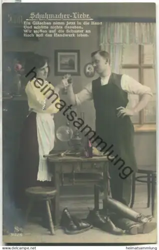 Schuhmacher - Liebe - Verlag L. J. S. F. F. Nr. 3122/6 - Rückseite beschrieben ca. 1910