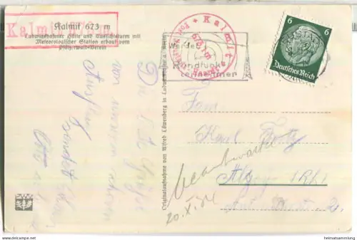 Kalmit - Ludwigshafener Hütte und Aussichtsturm - Foto-Ansichtskarte - Verlag Alfred Löwenberg in Ludwigshafen