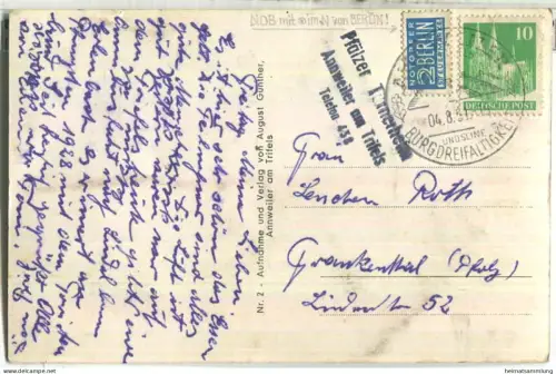 Turnerbund Pfalz - Pfälzer Turnerheim bei Annweiler am Trifels - Foto-Ansichtskarte - Verlag August Günther Annweiler