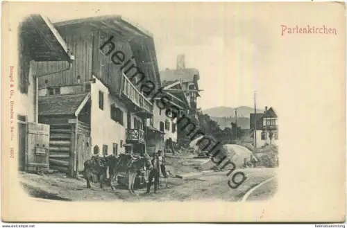 Partenkirchen - Dorfpartie - Esel - Verlag Stengel & Co Dresden