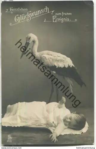 Herzlichen Glückwunsch zum frohen Ereignis - Baby - Storch - Verlag S. L. J. F. F. 2607