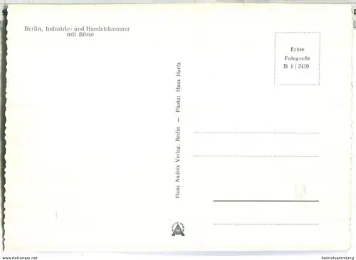 Berlin - Industrie- und Handelskammer mit Börse - Foto-Ansichtskarte - Hans Andres Verlag Berlin 50er Jahre