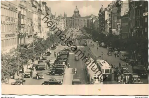 Prag - Wenzelsplatz - Strassenbahn - Foto-AK