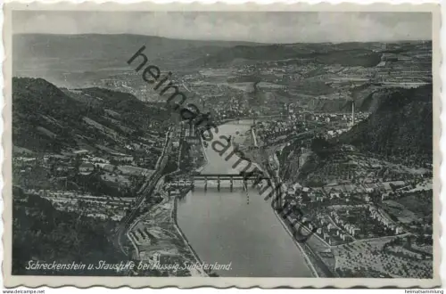 Schreckenstein und Staustufe bei Aussig - Verlag Josef Kallasch Bodenbach