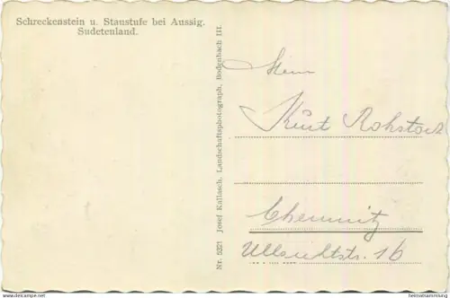 Schreckenstein und Staustufe bei Aussig - Verlag Josef Kallasch Bodenbach