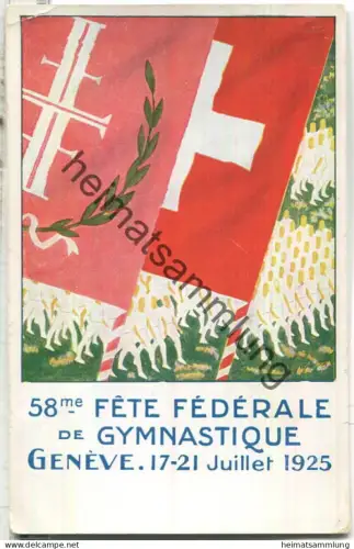 58me Fete federale de Gymnastique Geneve 1925 - Offizielle Festpostkarte signiert Aug. Herzog - Verlag Sadag Geneve