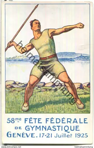 58me Fete federale de Gymnastique Geneve 1925 - Offizielle Festpostkarte signiert K. Schlegen - Verlag Sadag Geneve