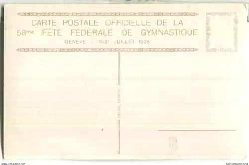 58me Fete federale de Gymnastique Geneve 1925 - Offizielle Festpostkarte signiert K. Schlegen - Verlag Sadag Geneve