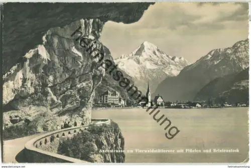 Axenstrasse am Vierwaldstättersee mit Flüelen und Bristenstock - Foto-Ansichtskarte - Verlag Photoglob-Wehrli AG Zürich