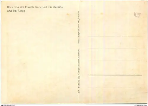 Blick von der Fuorcla Surlej auf Piz Bernina - AK-Grossformat - Verlag Schocher Pontresina