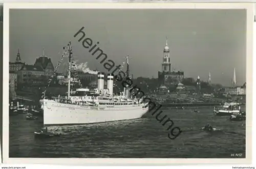 Ausreise in Hamburg - Dampfer Oceana - Foto-Ansichtskarte - Verlag Hans Andres Hamburg 1937