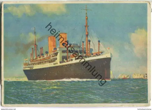 Norddeutscher Lloyd Bremen - Doppelschraubendampfer Dresden passiert die Needles auf der Fahrt nach New York