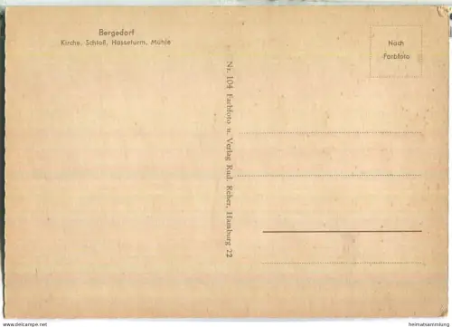 Hamburg Bergedorf - Kirche - Schloss - Hasseturm - Windmühle - Verlag Rud. Reher Hamburg