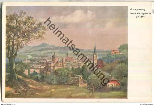 Salzburg - Vom Stieglkeller gesehen signiert Aron Roth 1919 - Verlag F. Morawetz Salzburg