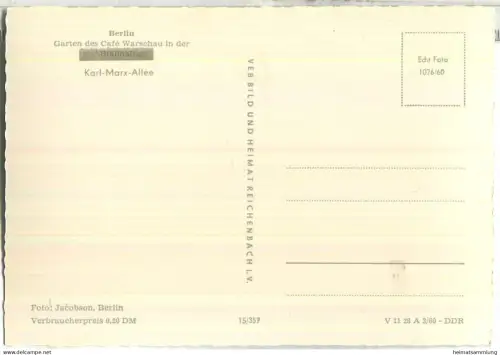 Berlin - Garten des Cafe Warschau in der Karl-Marx-Allee - VEB Bild und Heimat Reichenbach