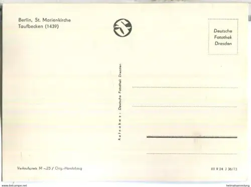 Berlin - St. Marienkirche - Taufbecken - Verlag Deutsche Fotothek Dresden