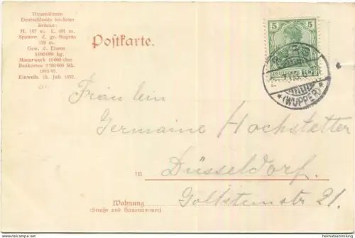 Müngestener Riesenbrücke - Schloss Burg - Remsch. Talsperre im Eschenbachtal - Verlag W. Fülle Barmen gel. 1903