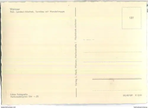 Weimar - Landesbibliothek - Turmbau mit Wendeltreppe - Verlag L. Held Weimar