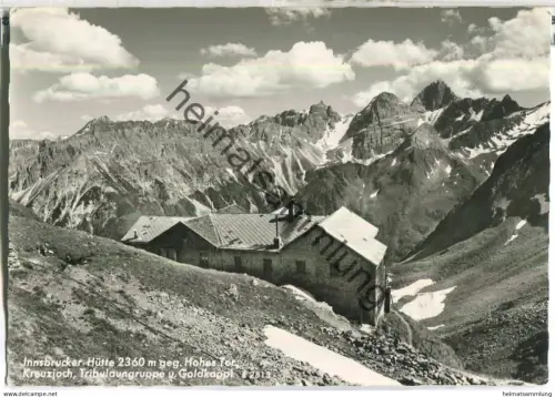 Innsbrucker Hütte - Kreuzjoch - Tribulaungruppe und Goldkappl - Foto-Ansichtskarte - Verlag W. Stempfle Innsbruck
