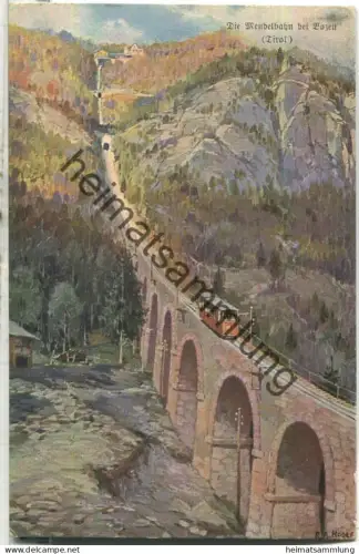 Die Mendelbahn - Künstlerkarte signiert R. A. Höger - Verlag Hans Kohler & Co. München