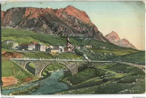 Cortina d' Ampezzo gegen Punta Nera und Antelao mit neuer Brücke - Verlag B. Lehrburger Nürnberg 1910