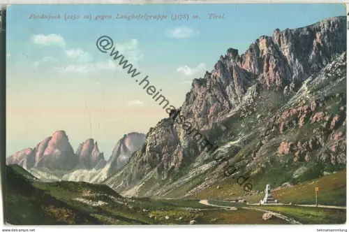 Pordoijoch gegen Langkofelgruppe - Verlag Joh. F. Amonn Bozen